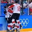 GANGNEUNG, SOUTH KOREA - FEBRUARY 22: Canada's Blayre Turnbull #40 and Meaghan Mikkelson #12 celebrates following a goal on Team USA during gold medal round action at the PyeongChang 2018 Olympic Winter Games. (Photo by Matt Zambonin/HHOF-IIHF Images)

